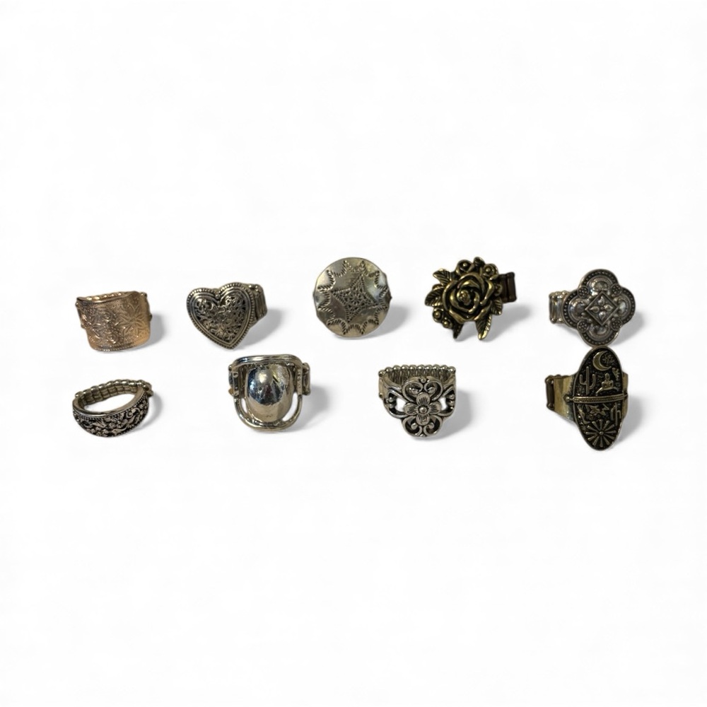 Paparazzi Silver and Gold Tone Rings Set lot of 9